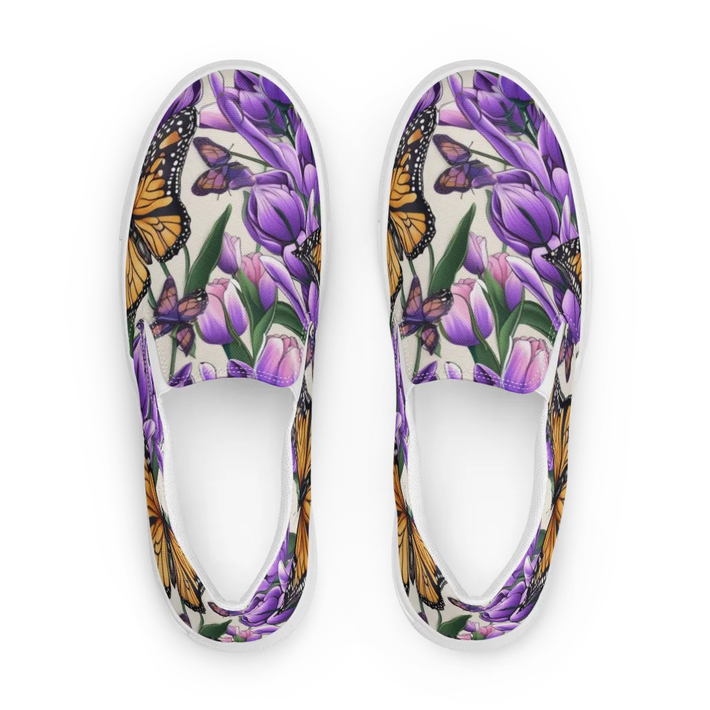 Tulip Wingbeat on Men's Slip-On Canvas Shoes — Front