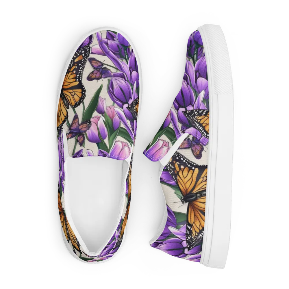 Tulip Wingbeat on Men's Slip-On Canvas Shoes — Front