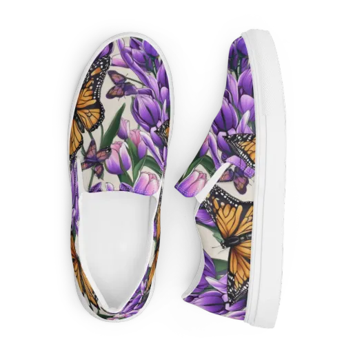 Tulip Wingbeat on a Men's Slip-On Canvas Shoes