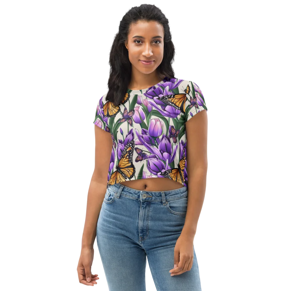 Tulip Wingbeat on Crop Tee — Front