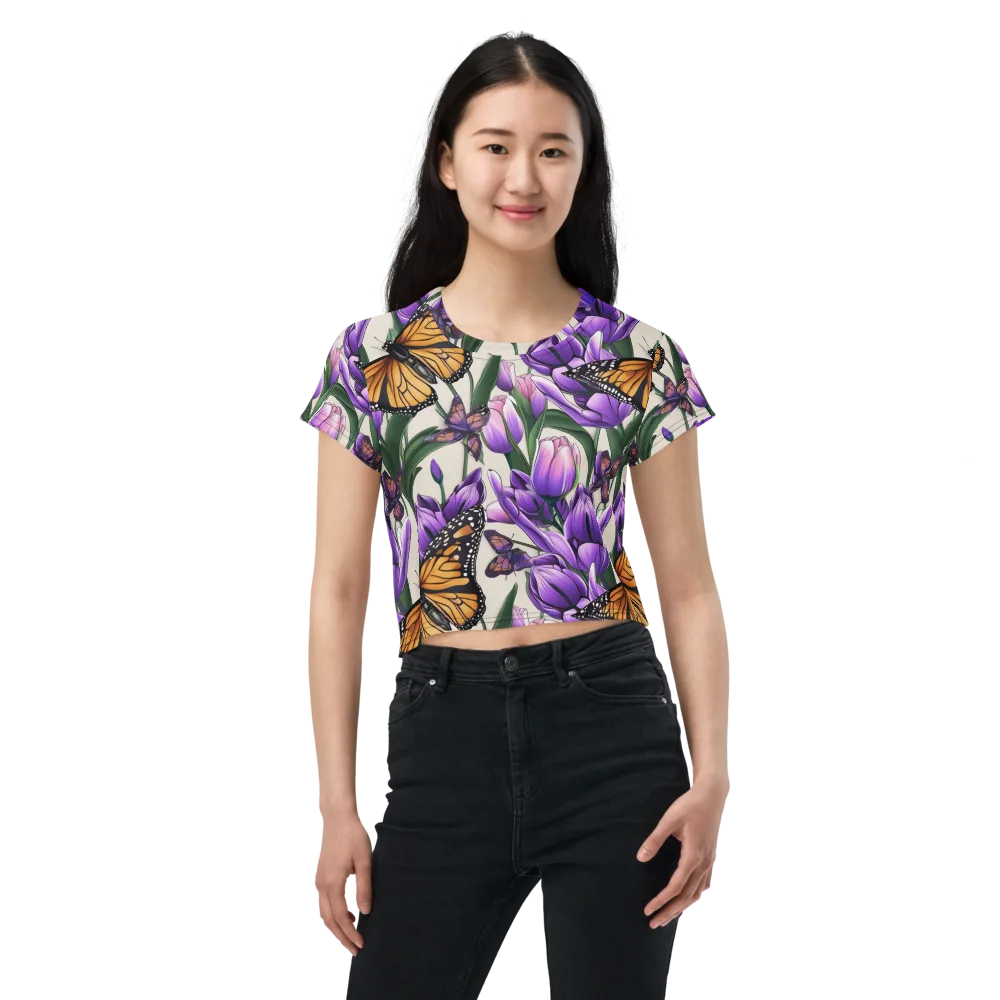 Tulip Wingbeat on Crop Tee — Front