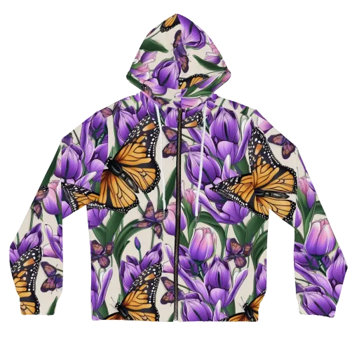 Tulip Wingbeat on a Women's Full-Zip Hoodie