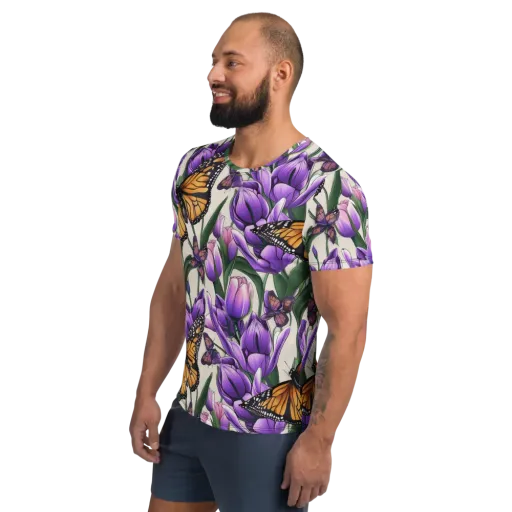 Tulip Wingbeat on a Men's Athletic T-Shirt