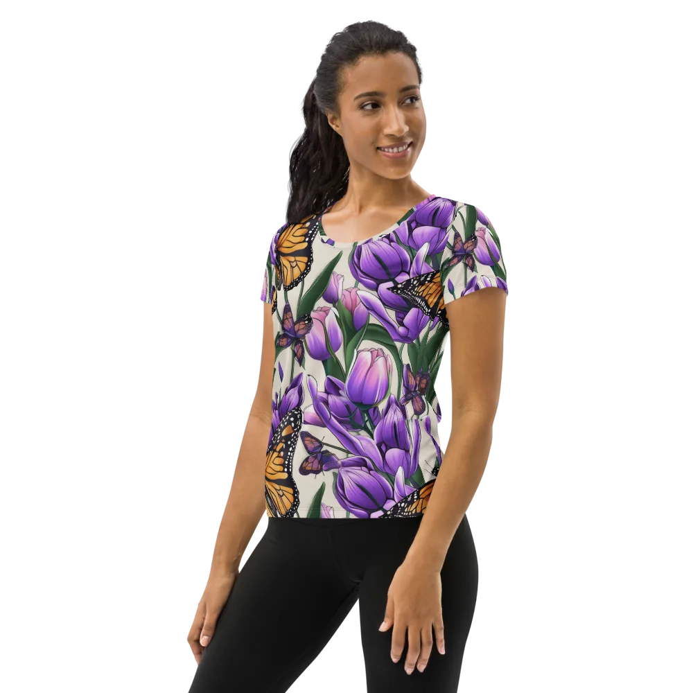 Tulip Wingbeat on Women's Athletic T-Shirt — Left