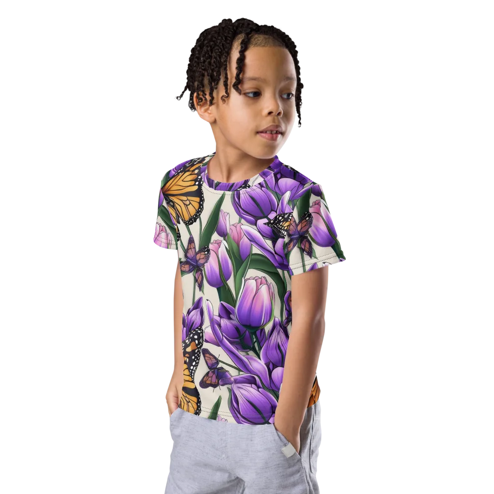 Tulip Wingbeat on Kids Crew Neck T-Shirt — Left Front