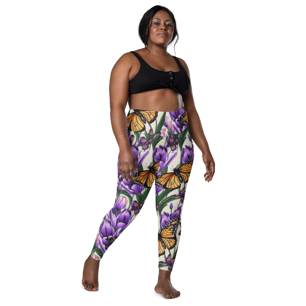 Tulip Wingbeat on Leggings with Pockets — Front