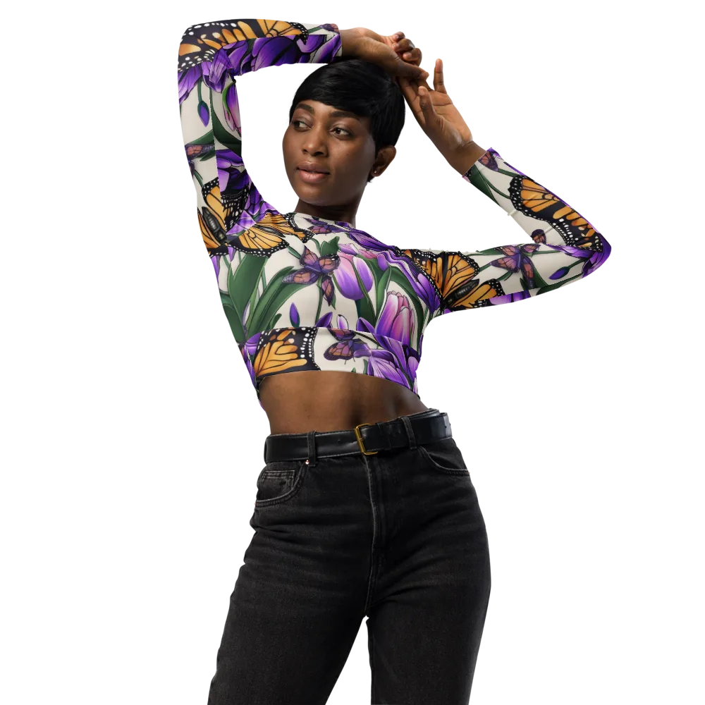 Tulip Wingbeat on Long Sleeve Crop Top — Front