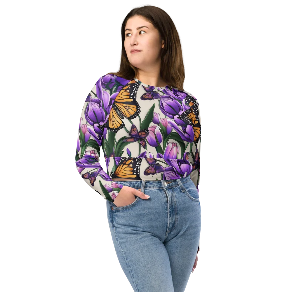 Tulip Wingbeat on Long Sleeve Crop Top — Front