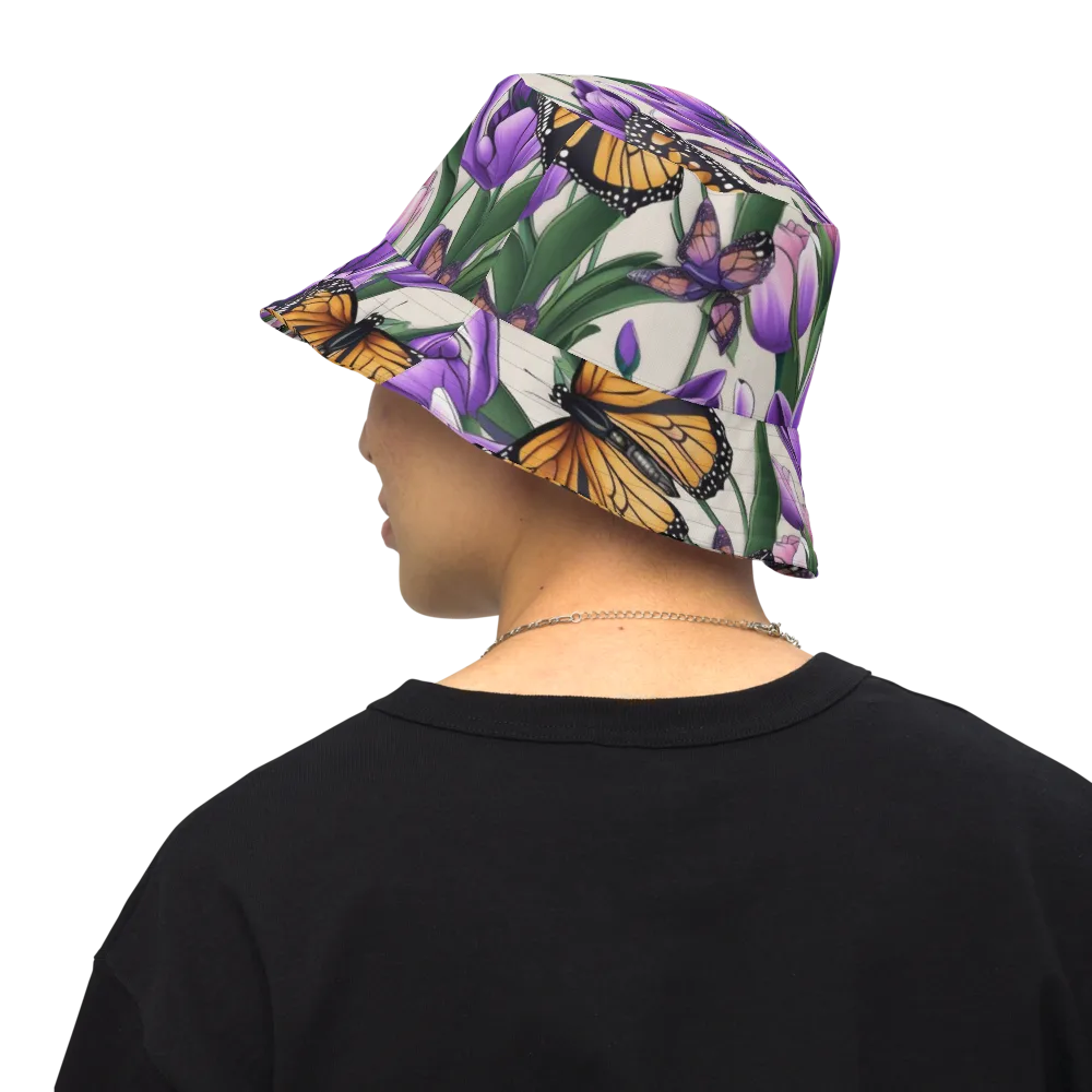 Tulip Wingbeat on Reversible Bucket Hat — Back Inside