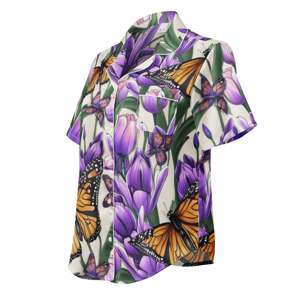 Tulip Wingbeat on Women's Short Sleeve Pajama Top — Left Front
