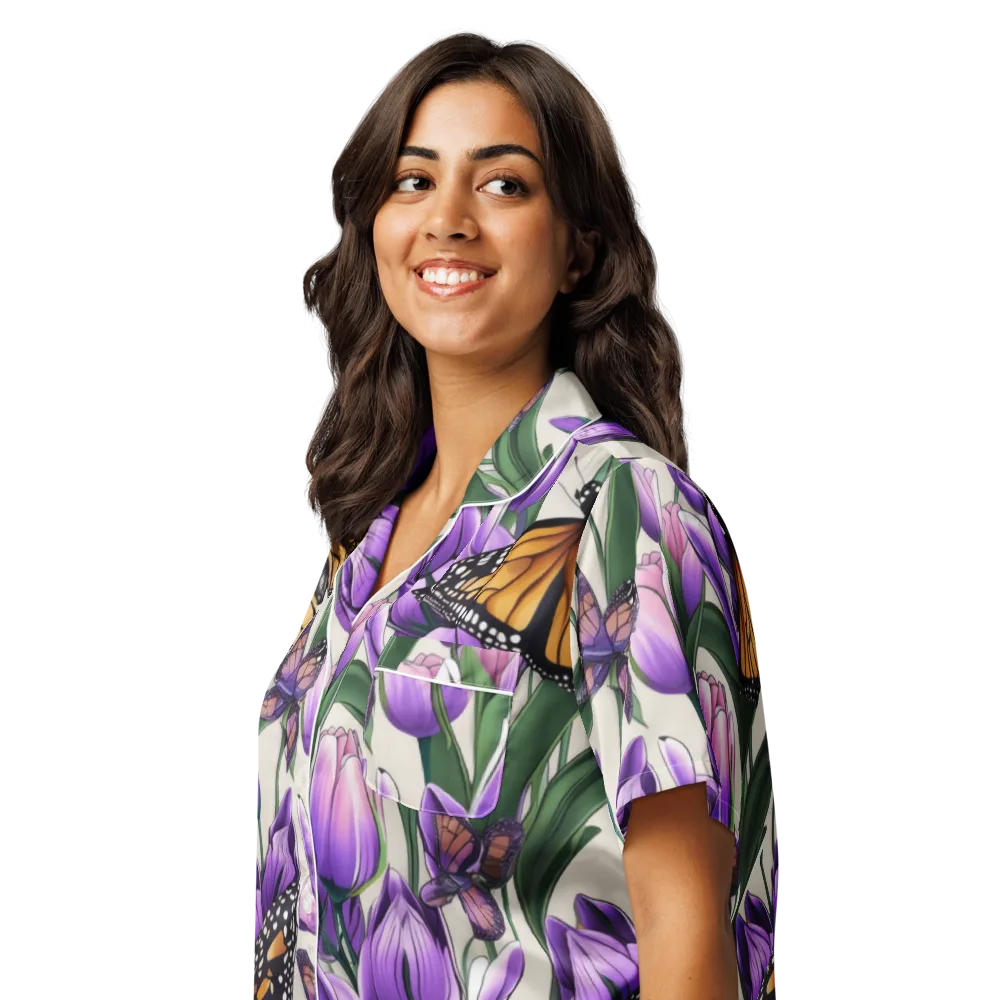 Tulip Wingbeat on Women's Short Sleeve Pajama Top — Left Front