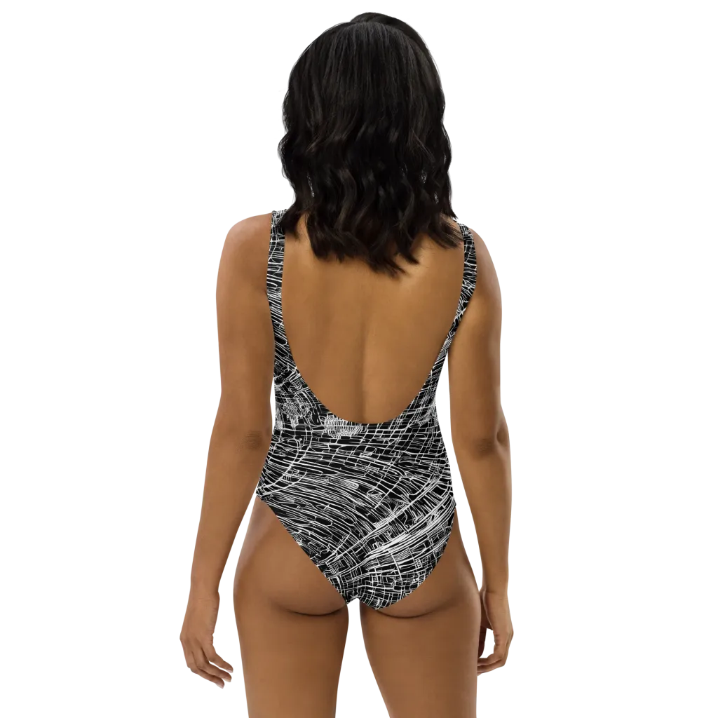 List's Labyrinth on One-Piece Swimsuit — Back
