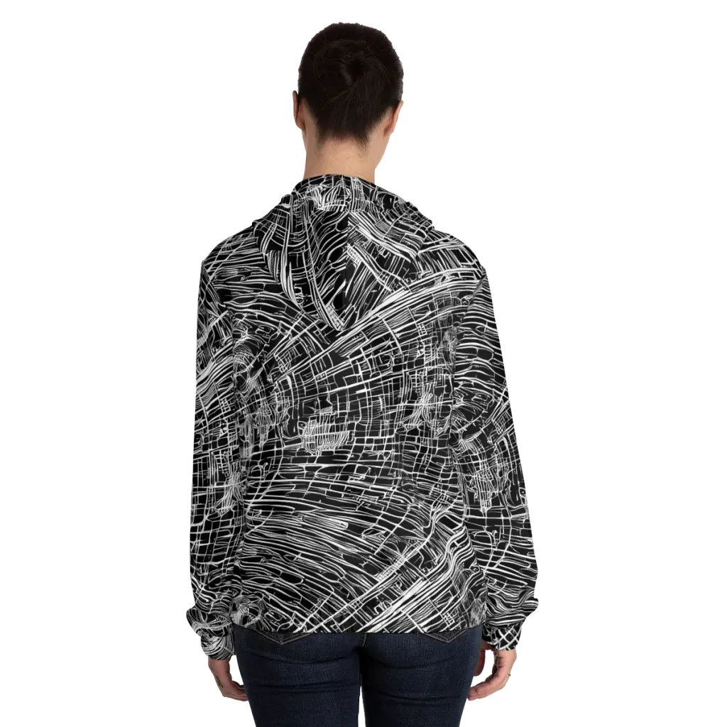 List's Labyrinth on Women's Full-Zip Hoodie — Back On Person