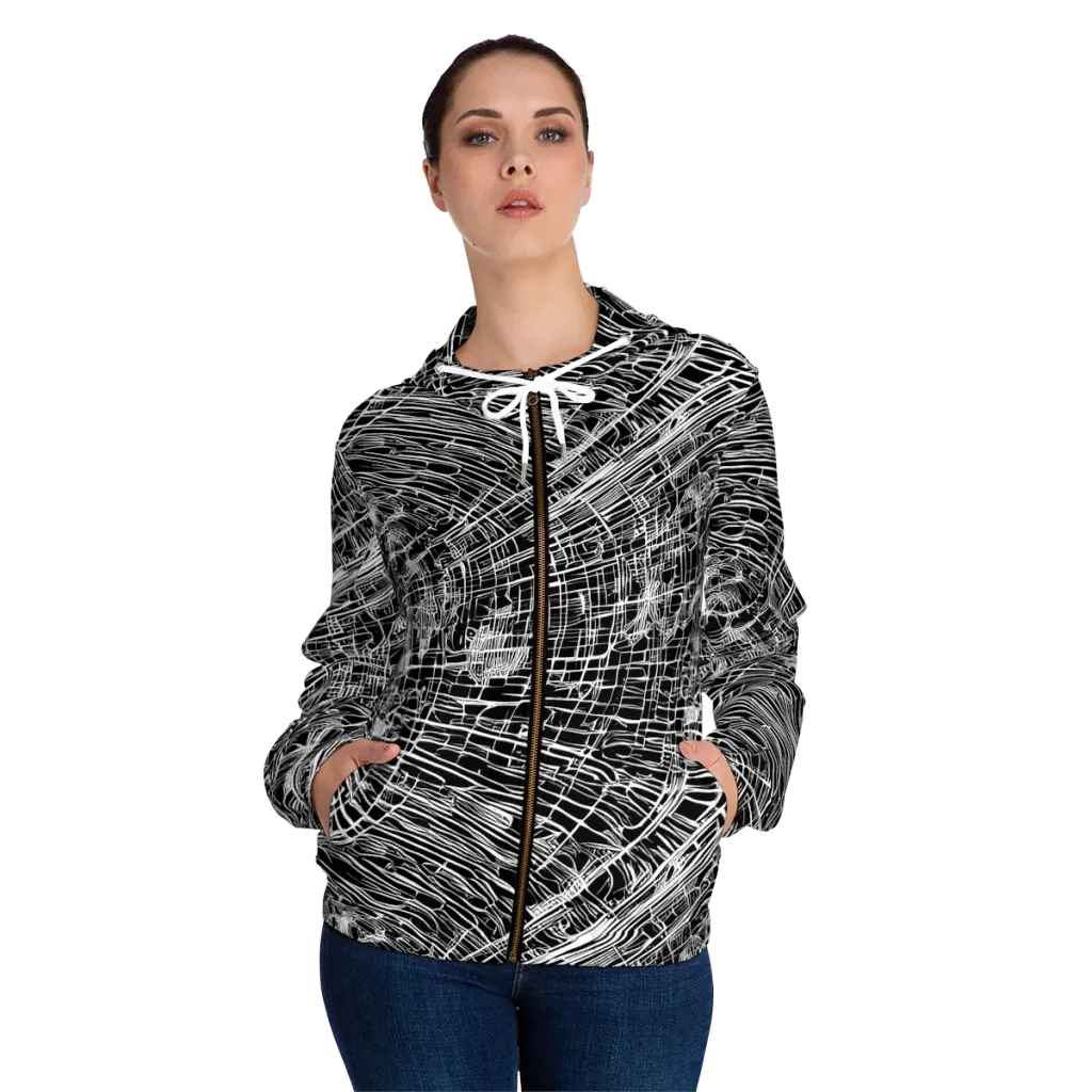 List's Labyrinth on Women's Full-Zip Hoodie — Front On Person