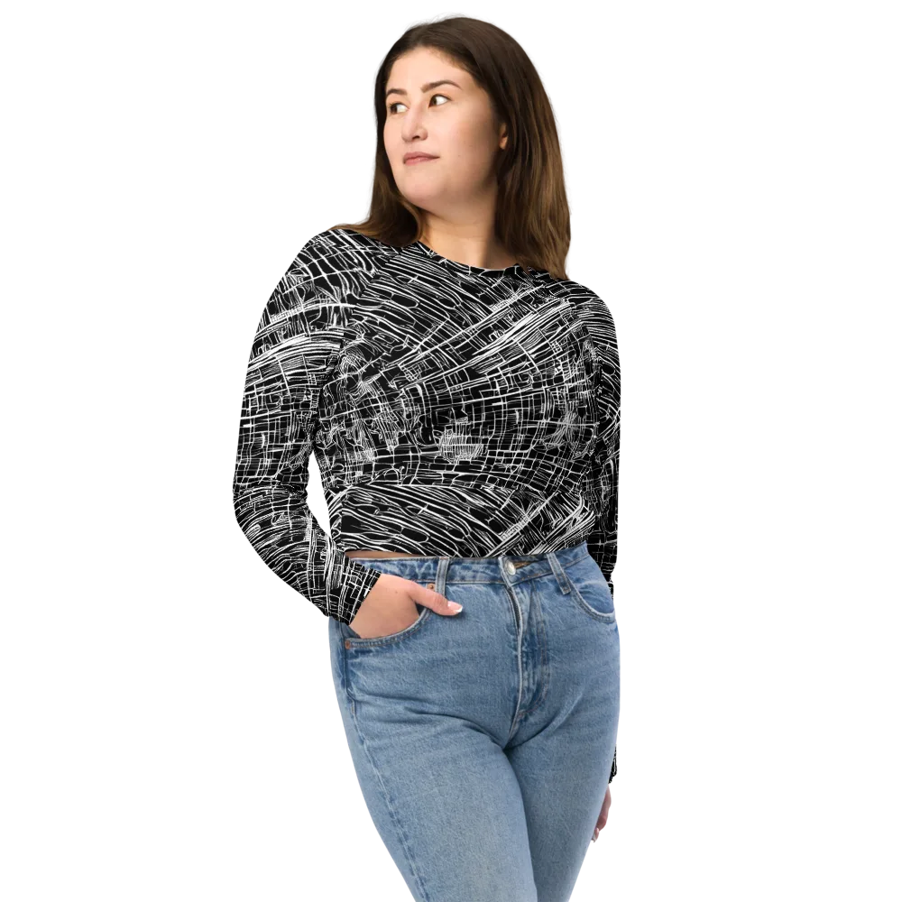 List's Labyrinth on Long Sleeve Crop Top — Front
