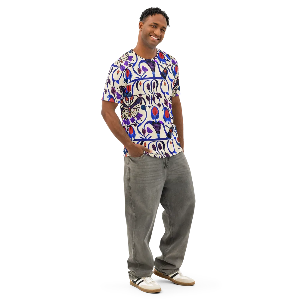 Violet Wildgarden on Men's Cotton Crew Neck T-Shirt — Right Front
