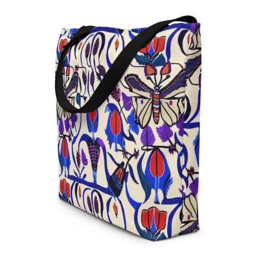 Violet Wildgarden on a Large Tote Bag W/ Pocket