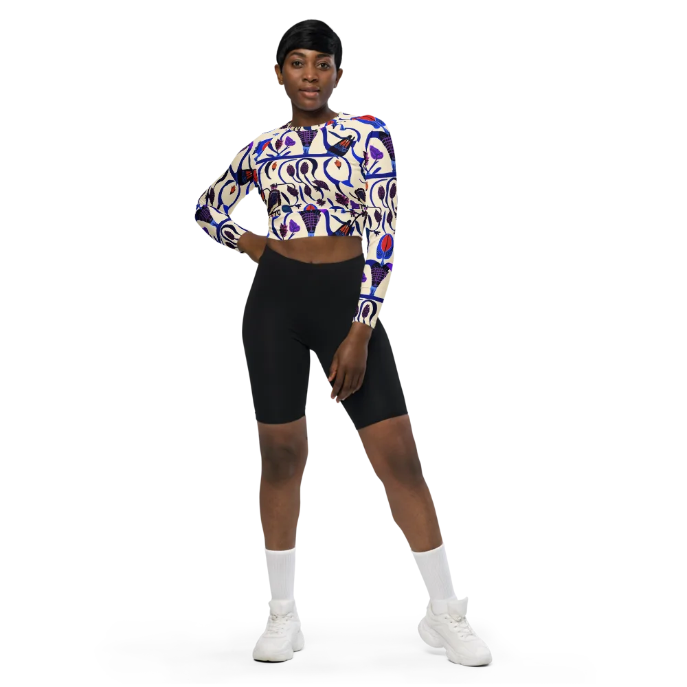 Violet Wildgarden on Long Sleeve Crop Top — Front
