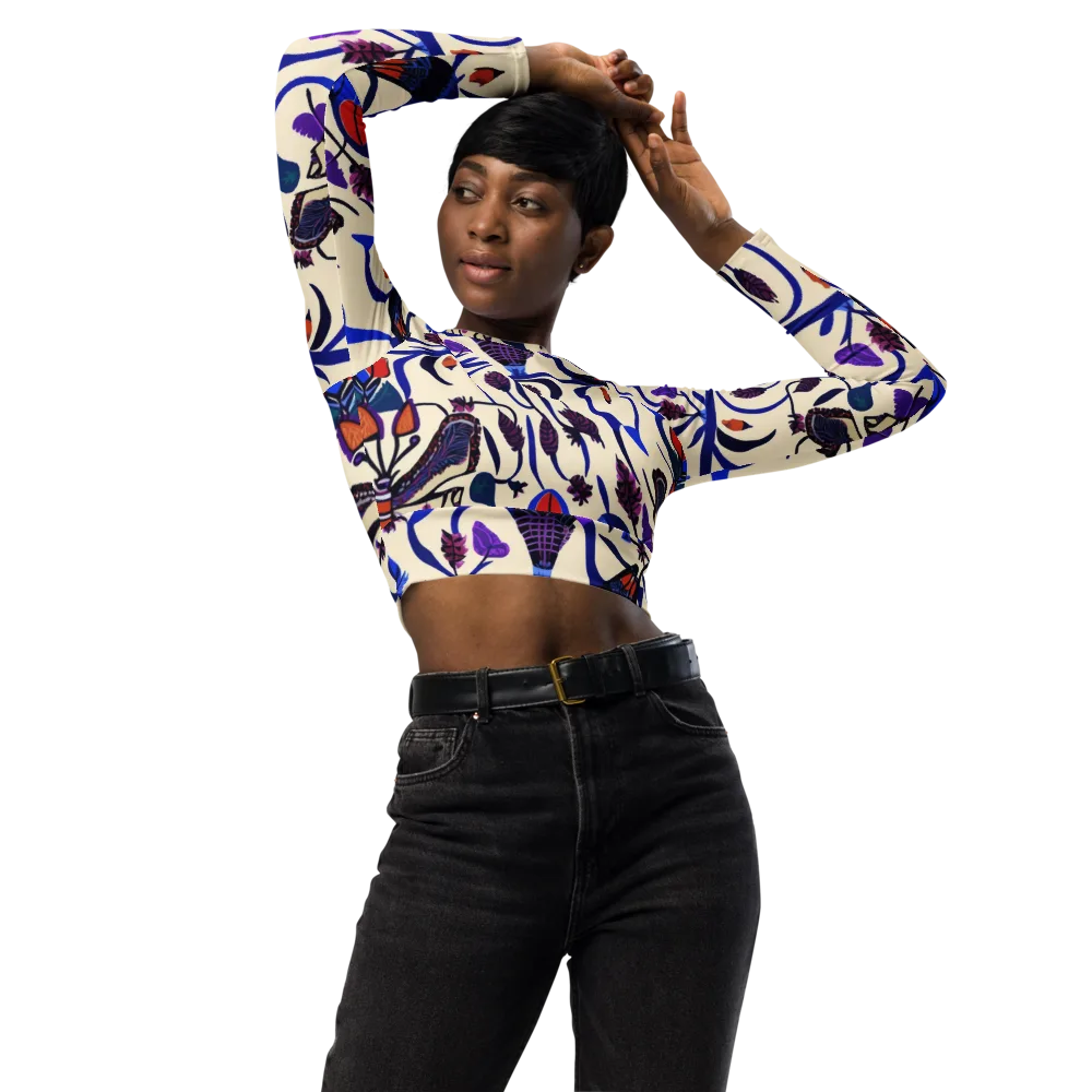 Violet Wildgarden on Long Sleeve Crop Top — Front