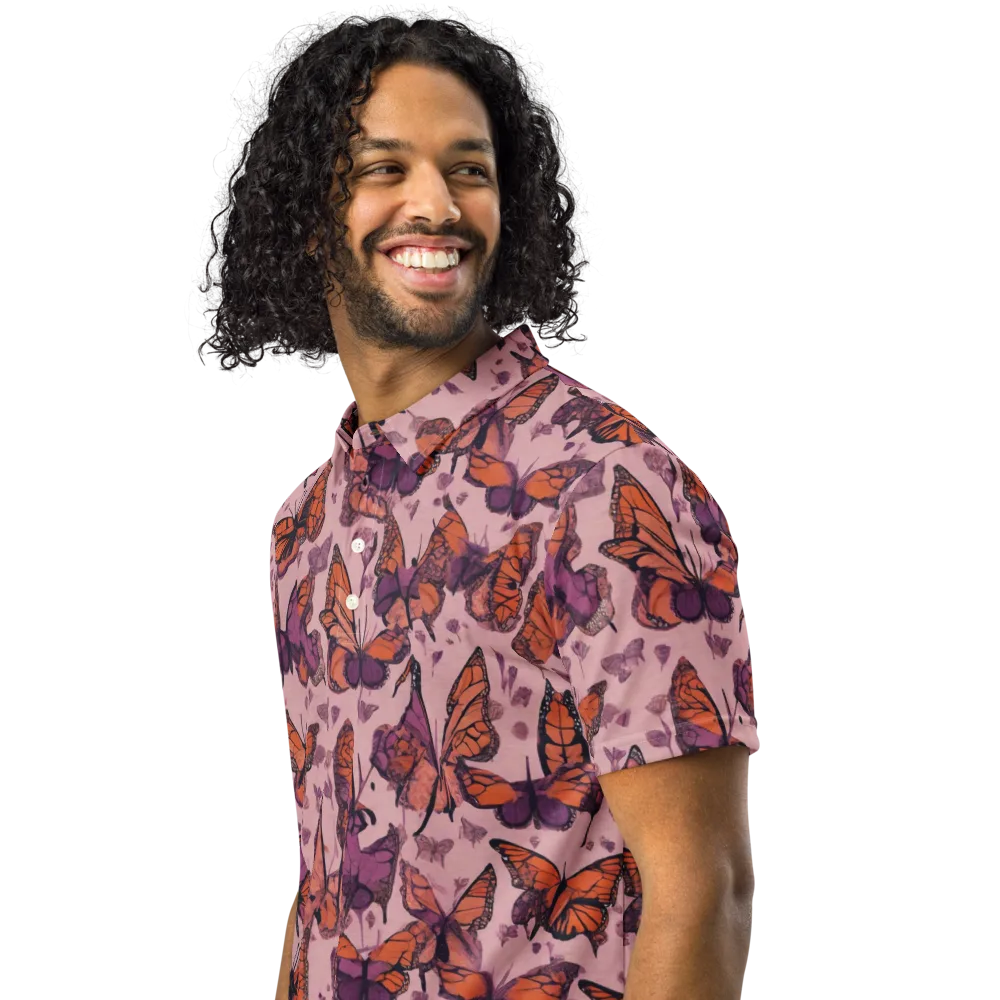 Mauve Migration on Men's Slim Fit Polo Shirt — Left Front