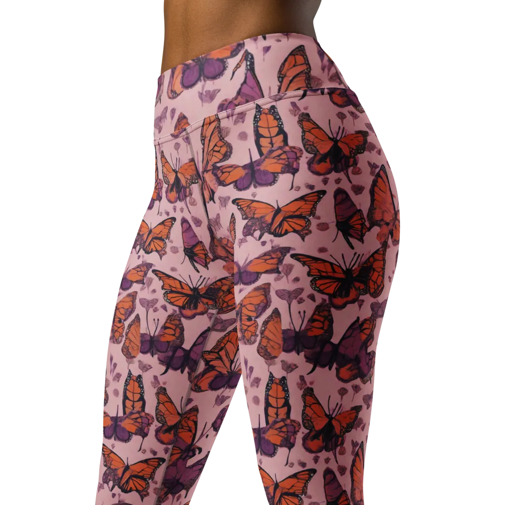 Mauve Migration on Yoga Leggings — Left Front