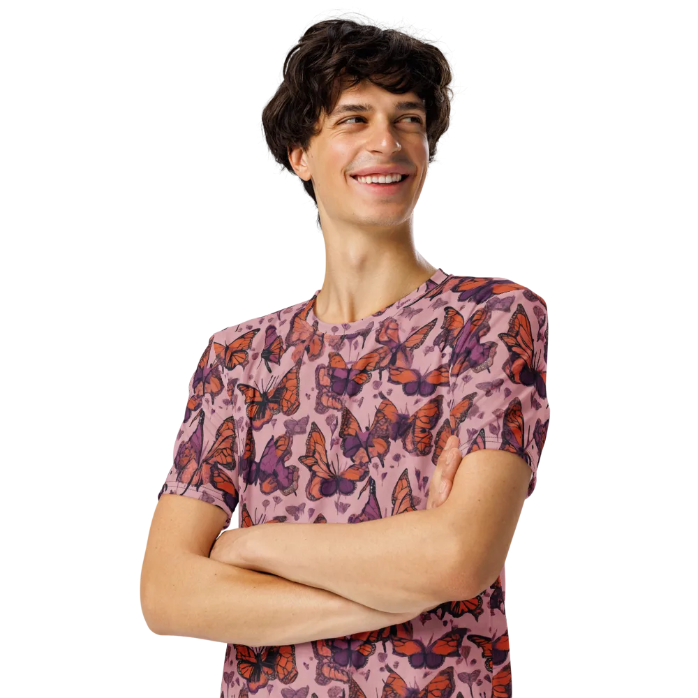 Mauve Migration on Men's Crew Neck T-Shirt — Left Front
