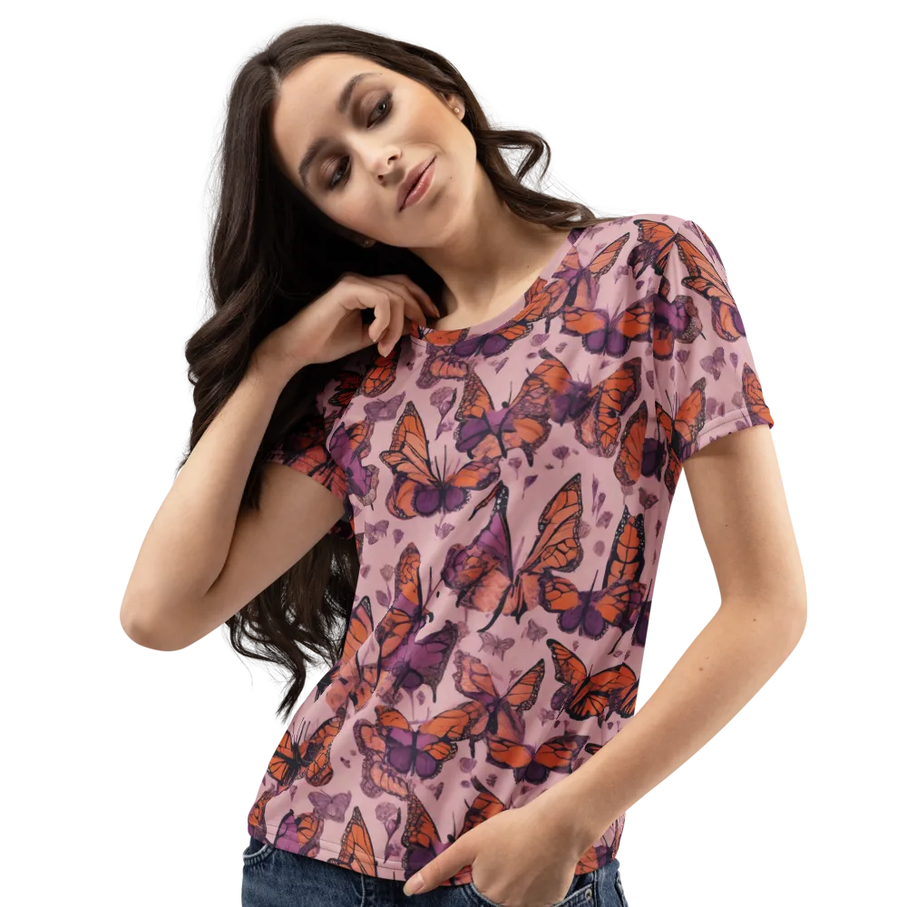Mauve Migration on Women's Crew Neck T-Shirt — Left Front