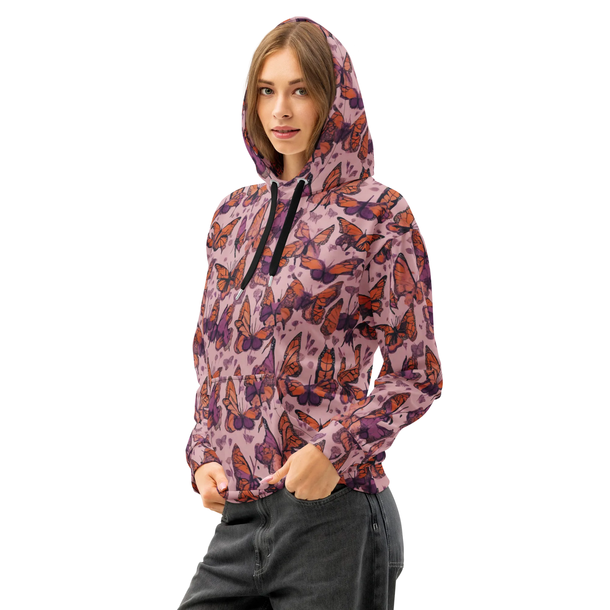 Mauve Migration on Cotton Hoodie — Left Front