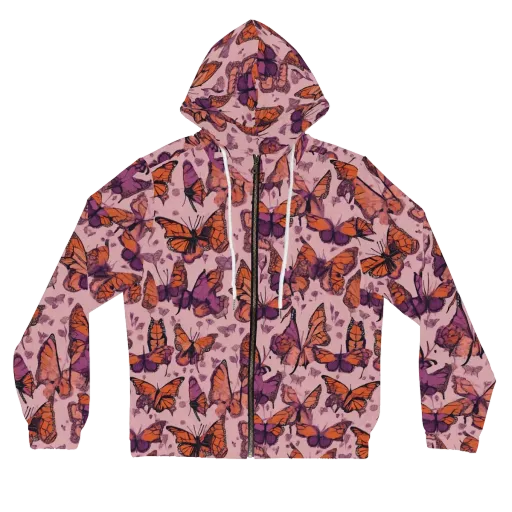 Mauve Migration on a Women's Full-Zip Hoodie