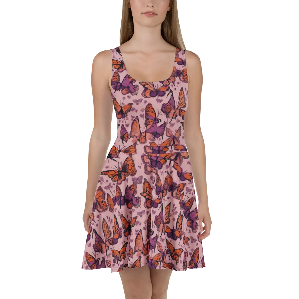 Mauve Migration on Skater Dress — Front