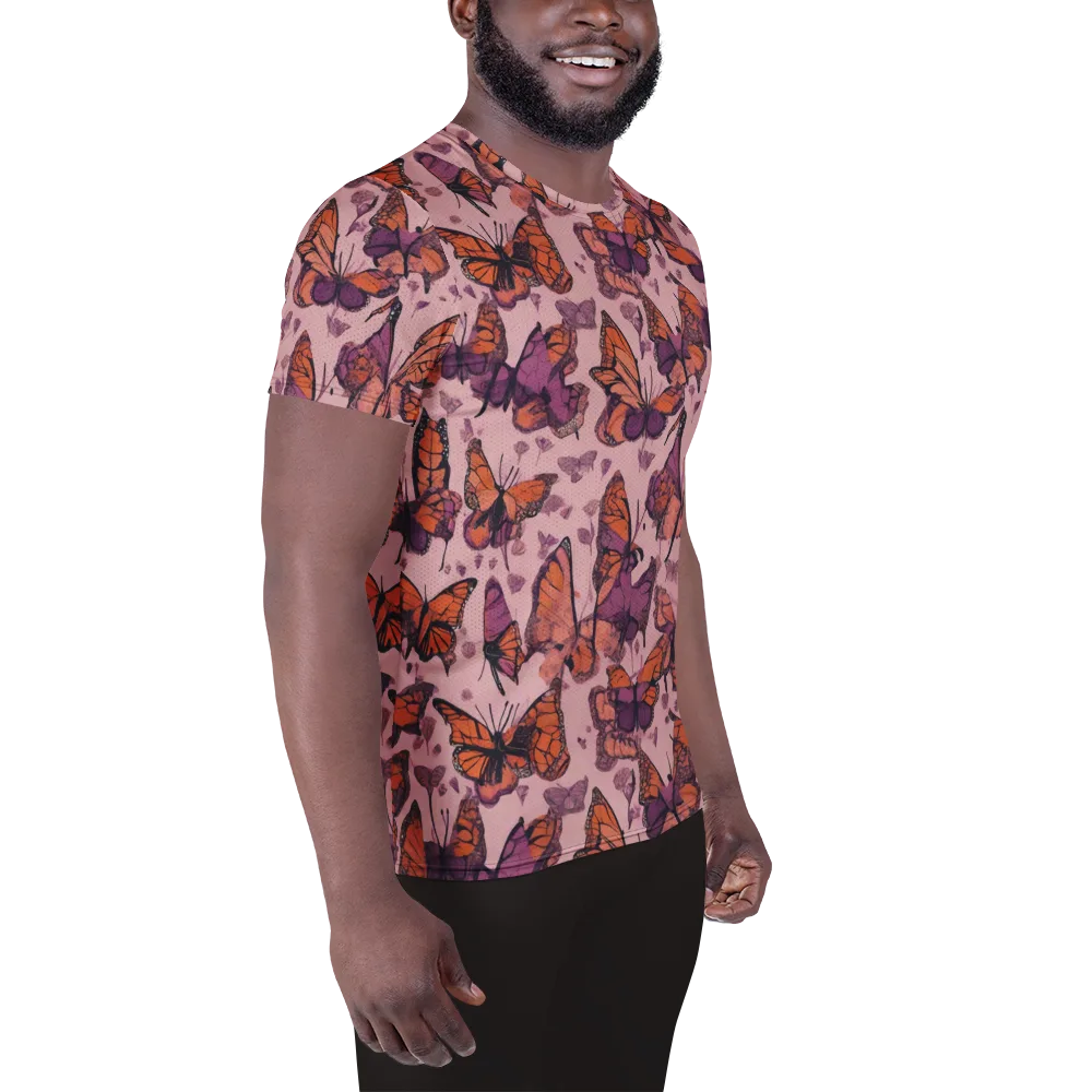 Mauve Migration on Men's Athletic T-Shirt — Right