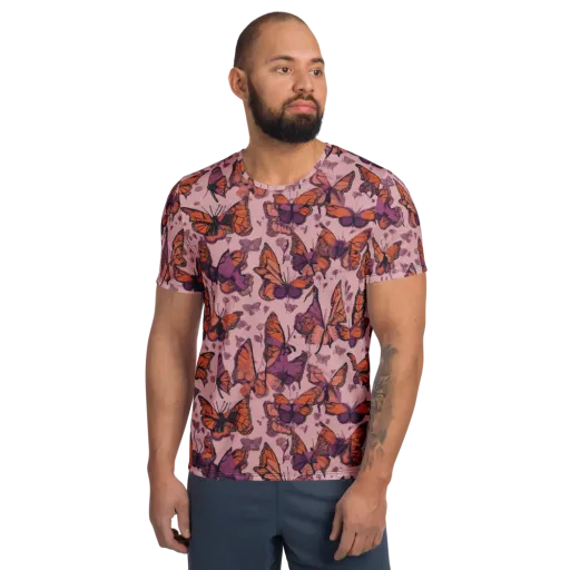 Mauve Migration on a Men's Athletic T-Shirt