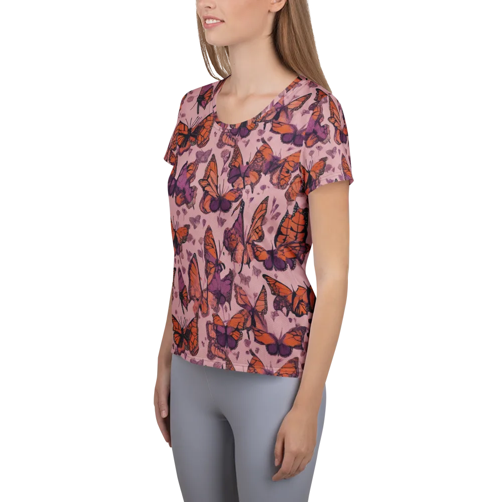 Mauve Migration on Women's Athletic T-Shirt — Left