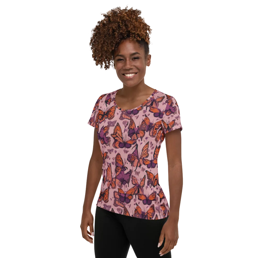 Mauve Migration on Women's Athletic T-Shirt — Left
