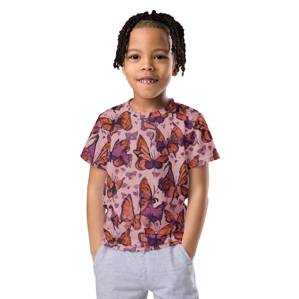 Mauve Migration on Kids Crew Neck T-Shirt — Front