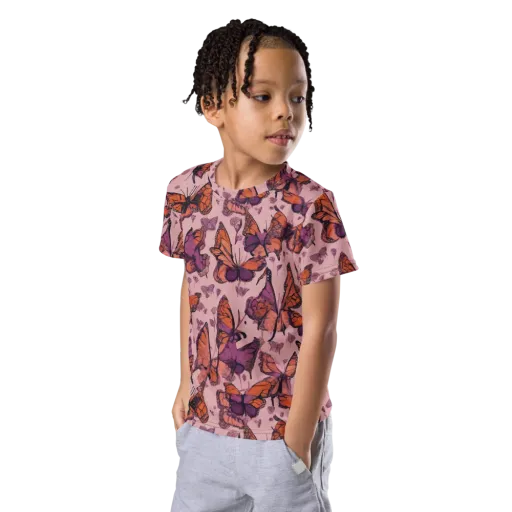 Mauve Migration on a Kids Crew Neck T-Shirt