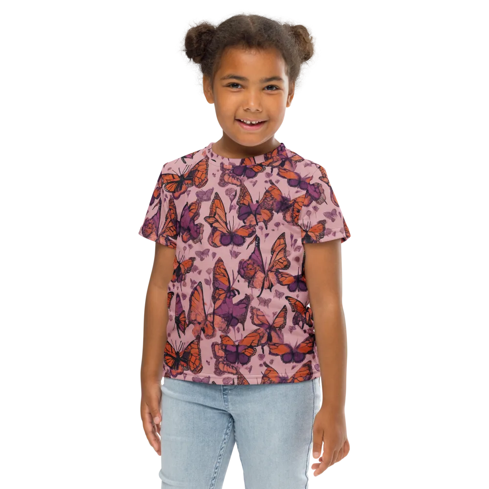 Mauve Migration on Kids Crew Neck T-Shirt — Front