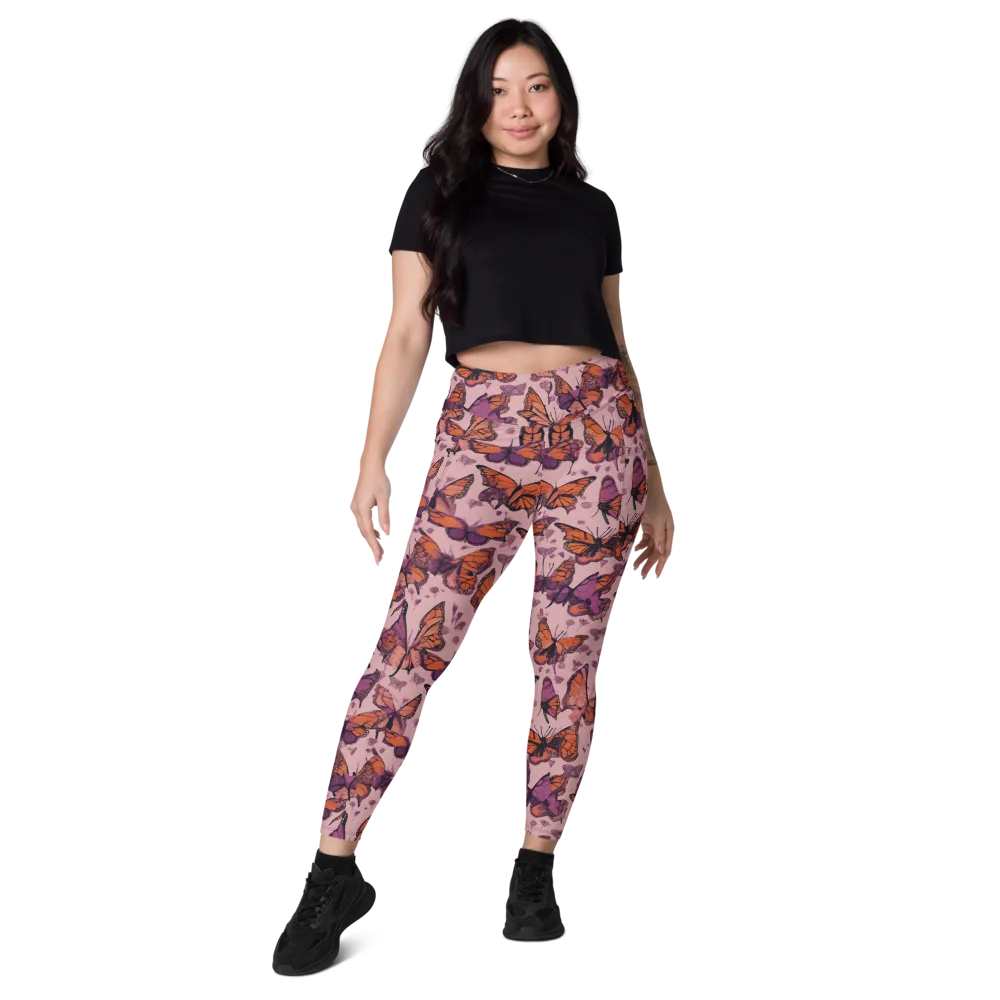 Mauve Migration on Leggings with Pockets — Front