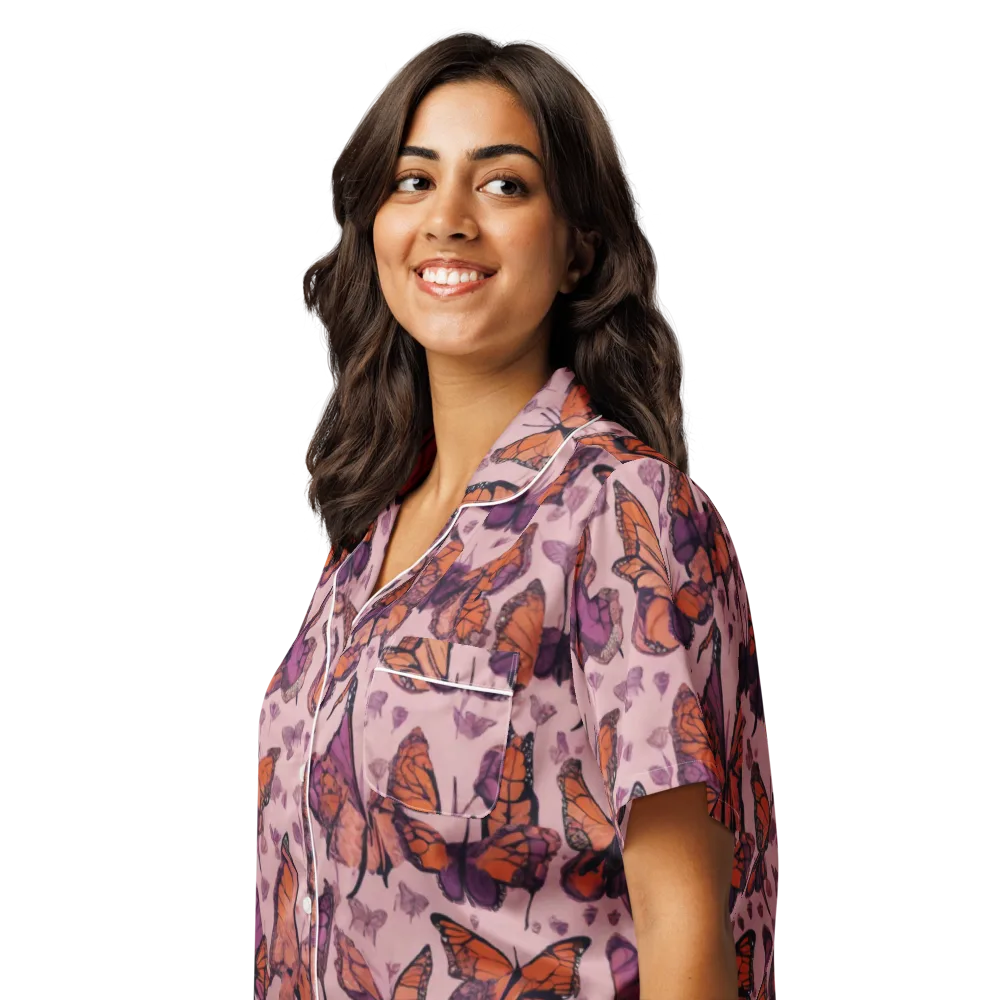 Mauve Migration on Women's Short Sleeve Pajama Top — Left Front