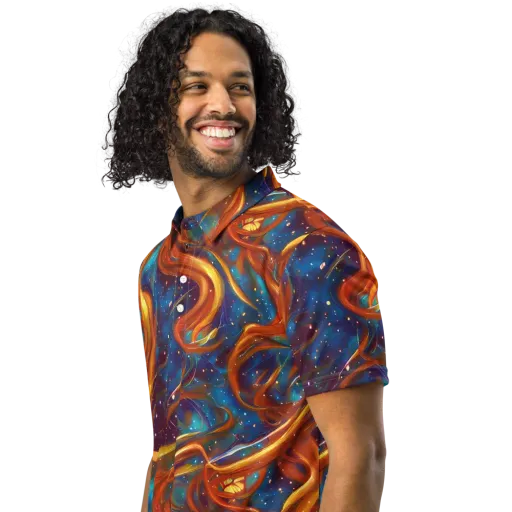 Perez Whirl on a Men's Slim Fit Polo Shirt