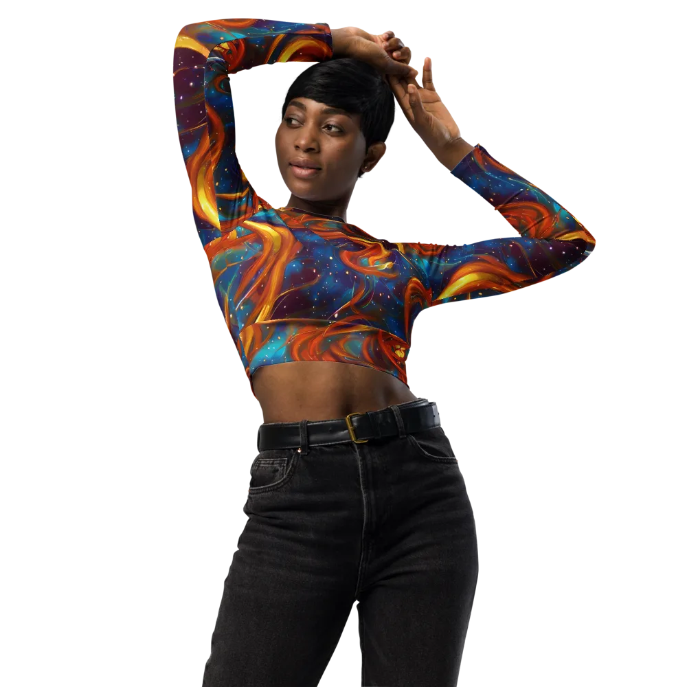Perez Whirl on Long Sleeve Crop Top — Front