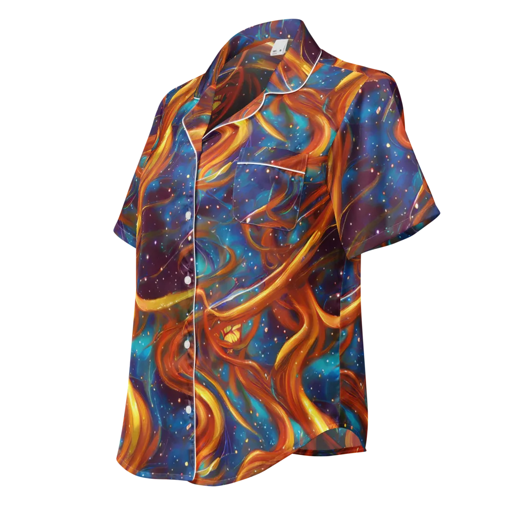 Perez Whirl on Women's Short Sleeve Pajama Top — Left Front