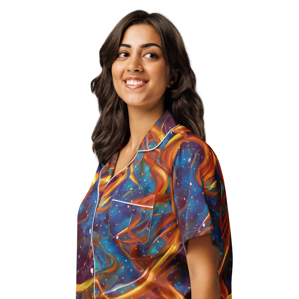 Perez Whirl on Women's Short Sleeve Pajama Top — Left Front
