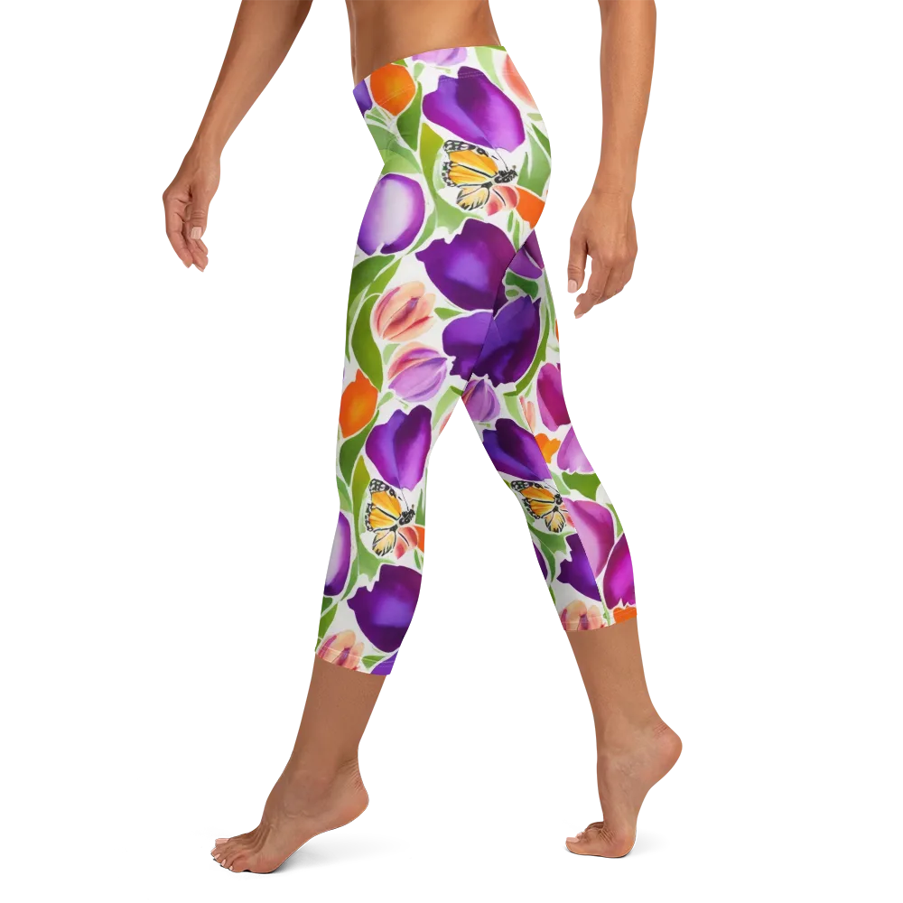 Tulip Carnival on Capri Leggings — Left