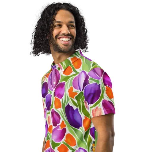 Tulip Carnival on a Men's Slim Fit Polo Shirt