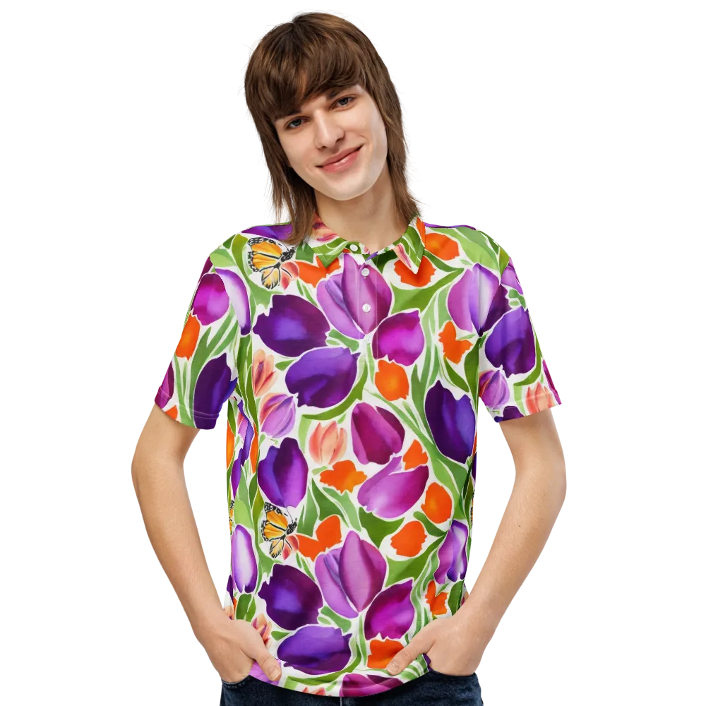 Tulip Carnival on Men's Slim Fit Polo Shirt — Front