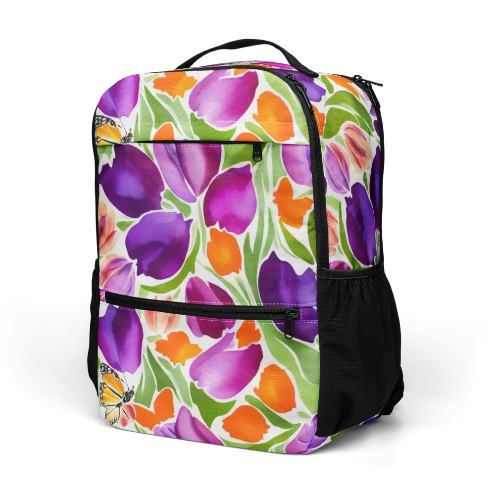 Tulip Carnival on Utility Backpack — Left Front