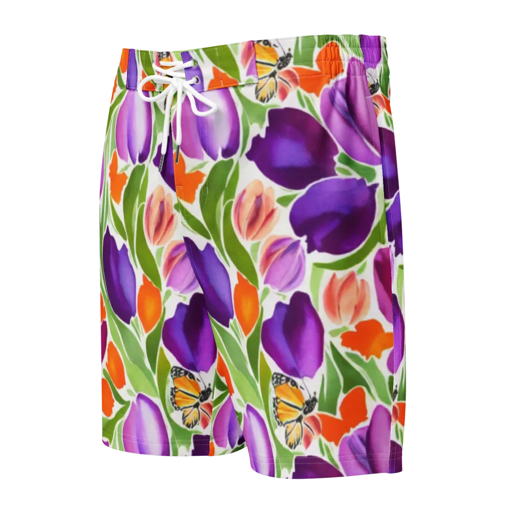 Tulip Carnival on Men's Board Shorts — Front
