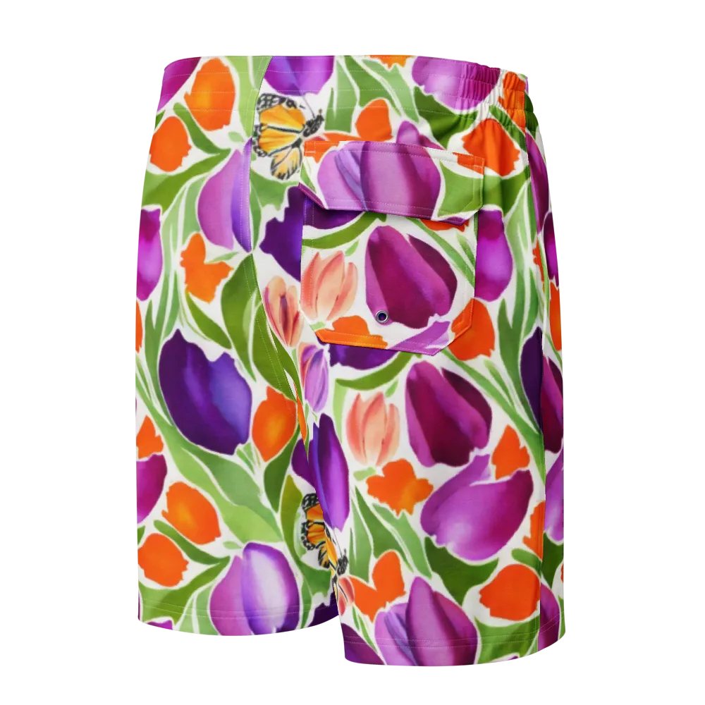 Tulip Carnival on Men's Board Shorts — Back