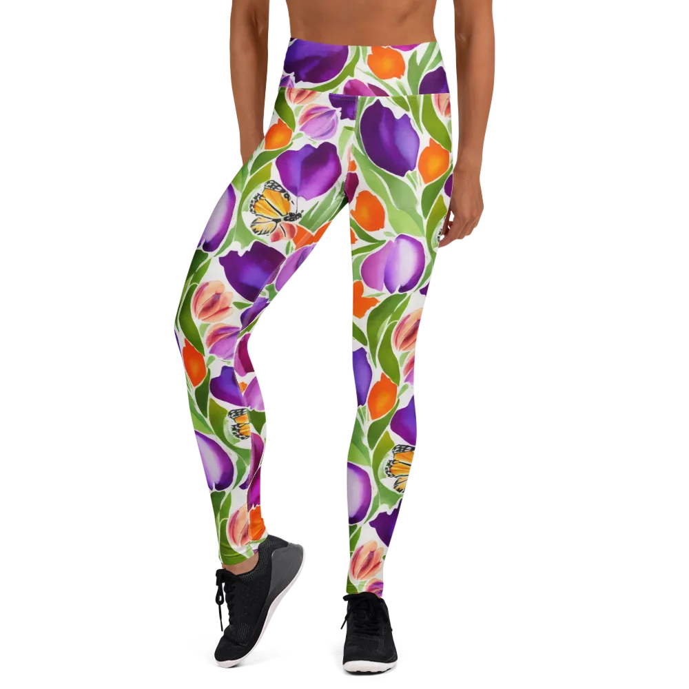 Tulip Carnival on Yoga Leggings — Front